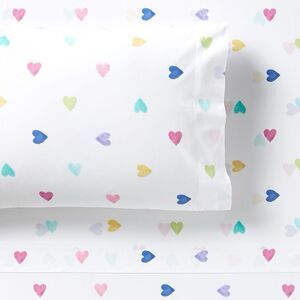 Pottery Barn Kids Pastel Hearts Twin Sheet Set Fitted/Flat/Pillowcase Cotton